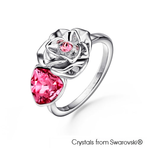 Trilliant Rose Ring (Rose, Pure Rhodium Plated) - Lush Addiction, Crystals from Swarovski®