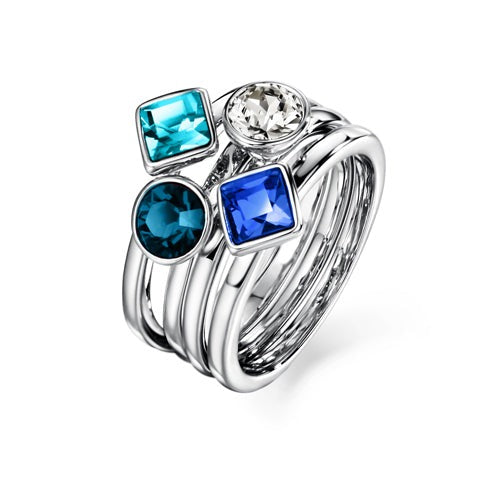 Candy Ring (Montana, Pure Rhodium Plated) - Lush Addiction, Crystals from Swarovski®
