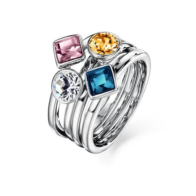 Candy Ring (Multi-Colour, Pure Rhodium Plated) - Lush Addiction, Crystals from Swarovski®