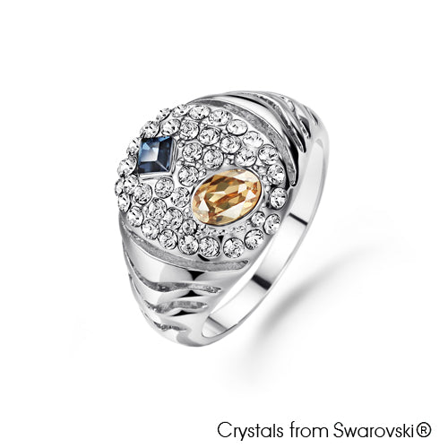 Glamourous Ring (Multi Colour, Pure Rhodium Plated) - Lush Addiction, Crystals from Swarovski®