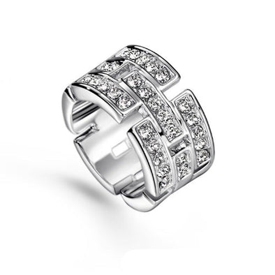 Glamour Ring (Clear Crystal, Pure Rhodium Plated) - Lush Addiction, Crystals from Swarovski®