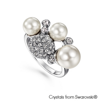 Grapevine Ring (Clear Crystal, Pure Rhodium Plated) - Lush Addiction, Crystals from Swarovski®