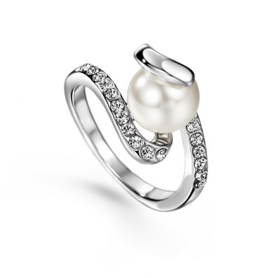 Allure Ring (Clear Crystal, Pure Rhodium Plated) - Lush Addiction, Crystals from Swarovski®