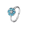 Flower Birthstone Ring (Aquamarine, Pure Rhodium Plated) - Lush Addiction, Crystals from Swarovski