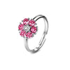 Flower Birthstone Ring (Rose, Pure Rhodium Plated) - Lush Addiction, Crystals from Swarovski
