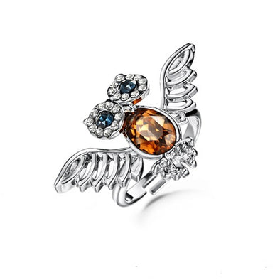 Wisdom Owl Ring (Pure Rhodium Plated) - Lush Addiction, Crystals from Swarovski®