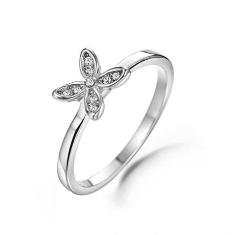 Clover Ring (Clear Crystal, Pure Rhodium Plated) - Lush Addiction, Crystals from Swarovski®