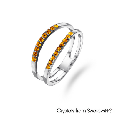 Dual Ring (Topaz, Pure Rhodium Plated) - Lush Addiction, Crystals from Swarovski®