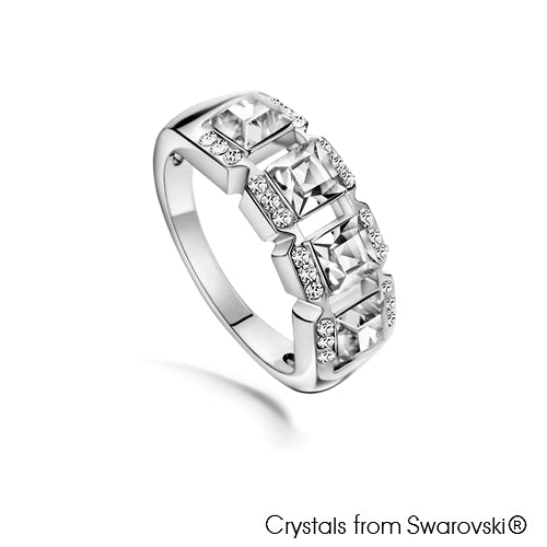 Mosaic Ring (Clear Crystal, Pure Rhodium Plated) - Lush Addiction, Crystals from Swarovski®