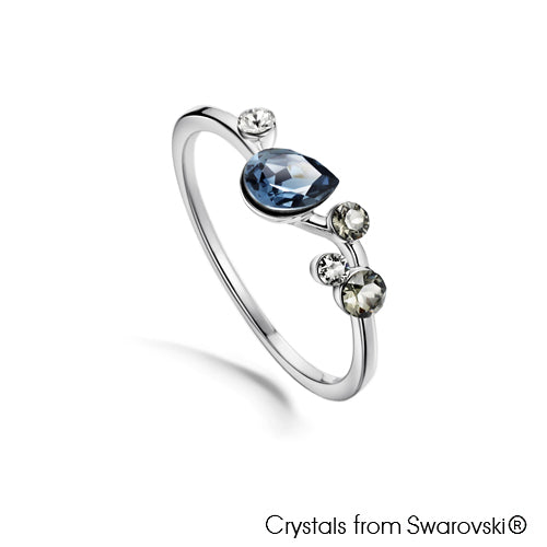 Waterfall Ring (Pure Rhodium Plated) - Lush Addiction, Crystals from Swarovski®
