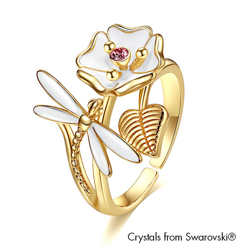 Floral & Faunas Ring Amethyst 18K Gold Plated Lush Addiction Crystals from Swarovski
