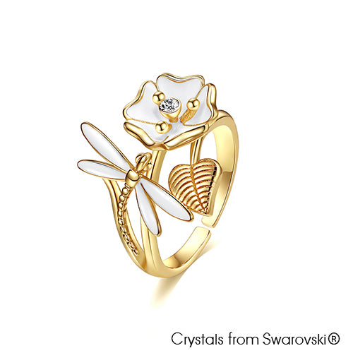Floral & Faunas Ring Clear Crystal 18K Gold Plated Lush Addiction Crystals from Swarovski