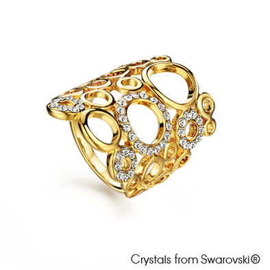 Molecules Ring (Clear Crystal, 18K Gold Plated) - Lush Addiction, Crystals from Swarovski