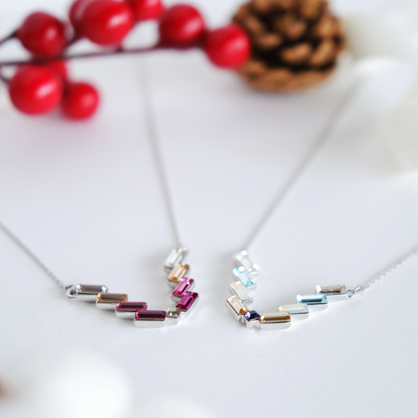 Victory Baguette Necklace Pure Rhodium Plated Lush Addiction Crystals from Swarovski