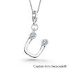 Alphabet U Charm Necklace (Clear Crystal, Pure Rhodium Plated) - Lush Addiction, Crystals from Swarovski®