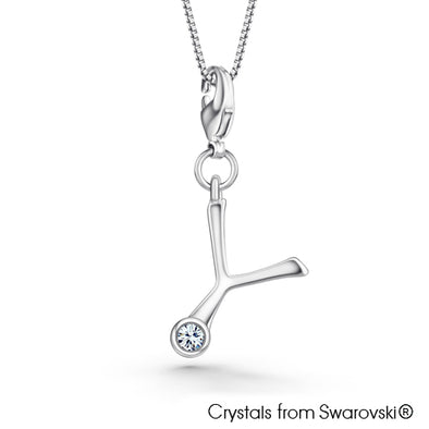 Alphabet Y Charm Necklace (Clear Crystal, Pure Rhodium Plated) - Lush Addiction, Crystals from Swarovski®